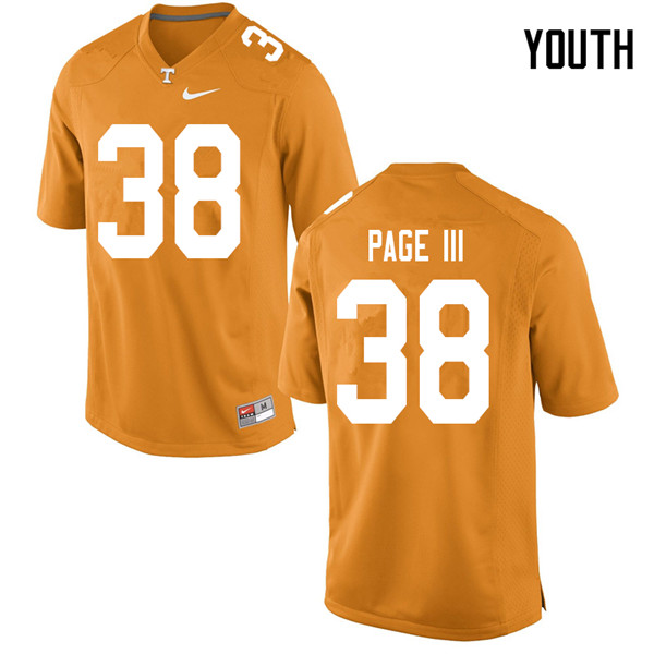 Youth #38 Solon Page III Tennessee Volunteers College Football Jerseys Sale-Orange
